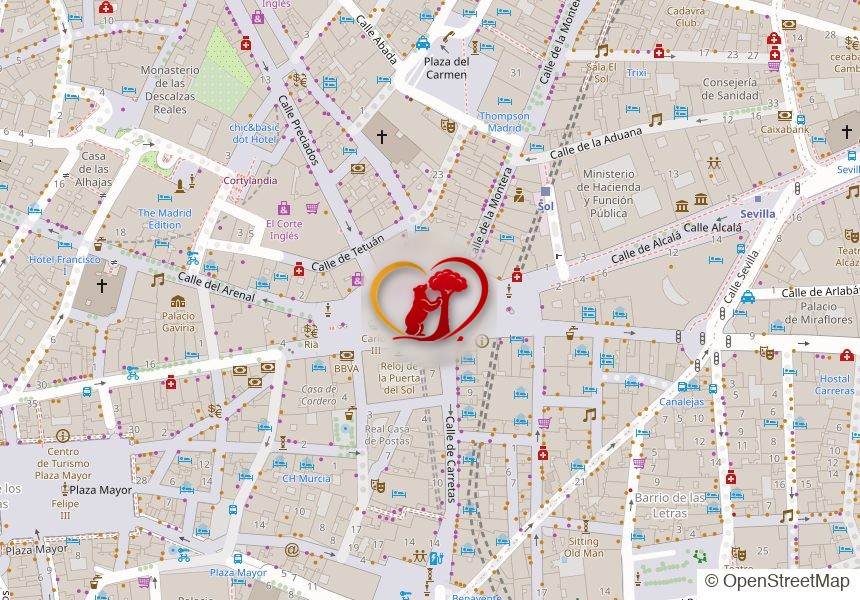 Mapa del punto de encuentro: Puerta del Sol, Madrid